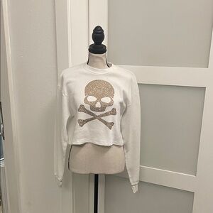 White Skull Graphic Sweatshirt